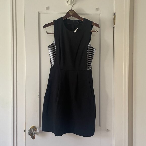 Madewell Abroad DRESS IN STRIPE-INSET TRUE BLACK Size 2 NWT - Picture 7 of 7